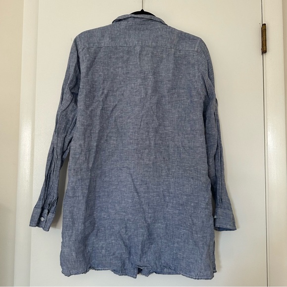 Garnet Hill Linen Chambray Button Down Long Sleeve Shirt Womens Medium - Picture 6 of 6